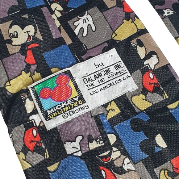 Vintage Disney Mickey Mouse Tie Works Los Angeles All Silk Cartoon Collectable - Picture 4 of 5